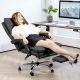 Massage Office Chair with Heat Function, Computer Desk Chair with Footrest Swivel Wheels, Black