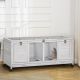  Wooden Rabbit Hutch with Wheels, Dividers for Indoor Use, Light Gray