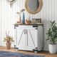  Kitchen Sideboard, Buffet Cabinet with Barn Door and Adjustable Shelf, Distressed White andBrown