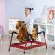 Qaba Kids Spring Rocking Horse, Ride on Horse for Girls and Boys with Animal Sounds, Plush Animal Ride-on Toy with Soft Feel, Interactive Toy for Kids, LightBrown