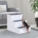  3 Step Wooden Carpeted Non Slip Pet Stairs Ramp for Cats and Small Dogs - White