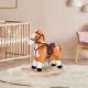 Qaba Kids Plush Toy Rocking Horse, Wooden Ride-on Chair, Plush Animal Rocker with Realistic Sounds and Moving Tail for Toddlers,Brown