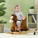 Qaba Baby Rocking Horse, Kids Ride-on with Sound, Wooden Base & Safety Belt for Ages 18-36 Months,Brown