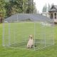  Outdoor Dog Kennel Galvanized Steel Fence with Cover Secure Lock Mesh Sidewalls for Backyard 9.8' x 9.8' x 7.7'