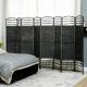  8 Panel Folding Room Divider Portable Privacy Screen Wave Fiber Room Partition for Home Office Black