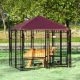  Outdoor Dog Kennel with Rotating Bowl Holders, Pet Playpen with Waterproof Cover, 4.6' x 4.6' x 5',Red
