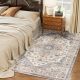  5x7 Area Rug, Vintage Machine Washable Rug, Non-Slip Carpet for Living Room, Bedroom, Dining Room,Brown & Light Blue