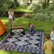  Reversible Outdoor Rug, Waterproof Plastic Straw with Carry Bag, 9' x 12', Blue & White Rhombus Border