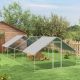  Large Chicken Coop Metal Chicken Run with Waterproof and Anti-UV Cover, Spire Shaped Walk in Fence Cage Hen House for Outdoor and Yard Farm Use, 1.3