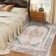  5x7 Area Rug, Vintage Machine Washable Rug, Non-Slip Floor Carpet for Living Room, Bedroom, Dining Room,Brown and Blue