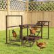  Wooden Chicken Activity Play Set with Perch, Swing, Ladder, Platforms, Feeder Storage, Coffee