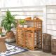  Outdoor Air Conditioner Fence Privacy Screen, Wood AC Fence Potting Table with Shelves for Patio, LightBrown