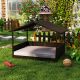 Wicker Dog House Outdoor with Canopy, Rattan Dog Bed with Water-resistant Cushion, Raised Dog Bed for Small, Medium Dogs up to 66 lbs, 19.75