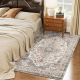  4x6 Area Rug, Vintage Machine Washable Rug, Non-Slip Carpet for Living Room, Bedroom, Dining Room,Brown & Light Blue