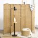  Folding Room Divider Screen 6 Panel 5.6 ' Tall Privacy Screen Freestanding Room Partition for Home Office, Nature Wood