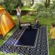  Reversible Outdoor Rug, Waterproof Plastic Straw with Carry Bag, 9' x 18', Blue & White Gourd Border