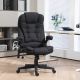  6 Point Vibrating Massage Office Chair with Heat, Linen High Back Massage Desk Chair with Reclining Backrest, Black