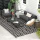  Reversible Outdoor Rug Carpet RV Camping Rugs with Carry Bag, 9' x 18', Black & White Clover