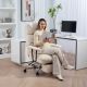  Executive Office Chair with Lumbar Support, Footrest, High Back Reclining Overstuffed Desk Chair with, Cream White