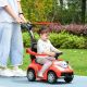 Qaba 3 in 1 Push Car Sliding Car with Removable Handle, Music, Horn, Canopy, Safety Guardrail,Red