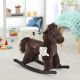 Qaba Kids Plush Ride-On Rocking Horse with Bear Toy, Children Chair with Soft Plush Toy & Fun Realistic Sounds,Brown