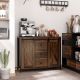  Buffet Cabinet Kitchen Sideboard with Sliding Barn Doors,Brown