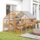  Wooden Catio Outdoor Cat Enclosure, Large Cat House with Waterproof Cover, 2 Condos, 6 Platforms, Bridge, Doors, Yellow