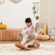 Qaba Rocking Horse for Toddlers 1-3 Years, 4-in-1 Baby Rocking Horse with Detachable Balance Board and Push Handle,Brown