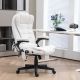  6 Point Vibrating Massage Office Chair with Heat, Linen High Back Massage Desk Chair with Reclining Backrest, White