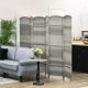  Folding Room Divider Screen 6 Panel 6' Tall Privacy Screen Freestanding Wood Partition for Home Office, Mixed Gray