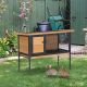  Rabbit Hutch Elevated Bunny Cage Small Animal Habitat with Metal Frame, No Leak Tray, Metal Wire Pan, Openable Water-Resistant Asphalt Roof for Rabbits, Chickens, Ducks, Indoor/Outdoor Natural