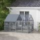  Wooden Catio Outdoor Cat Enclosure with Waterproof Cover, 2 Condos, 6 Platforms, Bridge, Doors, Gray