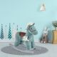 Qaba Kids Plush Ride-On Rocking Horse with Bear Toy, Children Chair with Soft Plush Toy & Fun Realistic Sounds, Blue