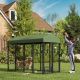  Outdoor Dog Kennel with Rotating Bowl Holders, Pet Playpen with Waterproof Cover, 8' x 4' x 6', Green