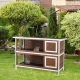  Wooden Rabbit Hutch w/ Dividers Asphalt Roof for Small Animals & Outdoors,Brown