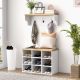  2-in-1 Coat Rack Shoe Bench Set, 5-Hook Hall Tree with Bench and Shoe Storage for 9 Pairs of Shoes for Entryway, Hallway, White