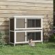  Wooden Bunny Hutch with Ramp, Indoor/Outdoor,Brown