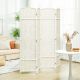  Folding Room Divider Screen 4 Panel 6' Tall Privacy Screen Freestanding Wood Partition for Home Office, White