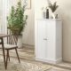  Freestanding Kitchen Pantry Cabinet, Kitchen Sideboard Cabinet with 12 Door Shelves, Double Doors, 5-tier Shelving, Paper White