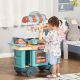 Qaba Kids Kitchen Food Stand with Play Food, Cashier Register, Accessories Ages 3-6