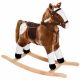 Qaba Kids Plush Toy Rocking Horse Pony Toddler Ride on Animal for Girls Pink Birthday Gifts with Realistic Sounds,Brown