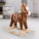 Qaba Kids Ride on Rocking Horse Toddler Plush Toy with Realistic Sounds for 3 Years Old Children -Brown