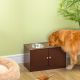  Elevated Dog Bowls with Storage Cabinet, Raised Dog Bowl Stand Pet Food Bowl Dog Feeding Station,Brown