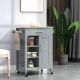  Kitchen Island Cart, Rolling Kitchen Island with Storage Shelf, Solid Wood Top, Drawer, for Dining Room, Gray