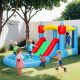 Qaba 4 in 1 Inflatable Bounce House with Slide, Basketball Hoop, Ball Pit, 370W Blower, Storage Bag, 163