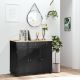  Kitchen Storage Cabinet, Sideboard Floor Cupboard with Solid Wood Top, Adjustable Shelf, and 3 Drawers, Black
