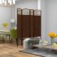  4 Panel Folding Room Divider Portable Privacy Screen Wave Fiber Room Partition for Home OfficeBrown