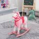 Qaba Kids Plush Toy Rocking Horse Pony Toddler Ride on Animal Rocker with Realistic Sounds, Birthday Gifts for Girls, Pink