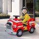 Qaba 12V Ride on Fire Truck with Siren, Flashing Lights Fire Extinguisher, Soft Start, Horn Music,Red