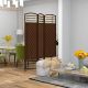  3 Panel Folding Room Divider Portable Privacy Screen Wave Fiber Room Partition for Home OfficeBrown